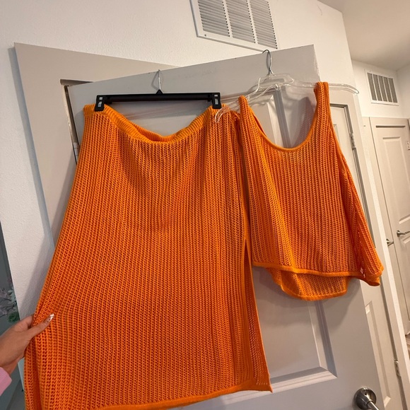 Other - Vibrant Orange Knit Skirt